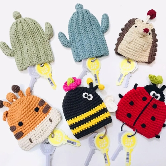 NWOT Knit Car Key Case, Car Key Cover, Key Fob Cover, Crochet Key Holder - Picture 8 of 10